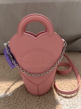 Tiffany & Co. Pink Heart Tote Mini Bag with Silver Chain